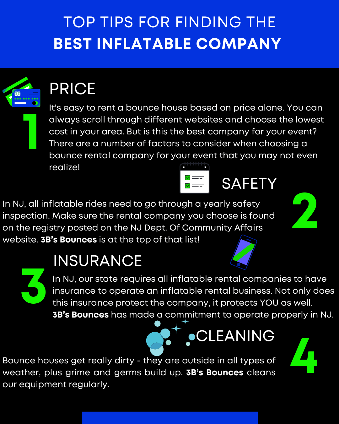 tips and trips cheat sheet for inflatable rentals